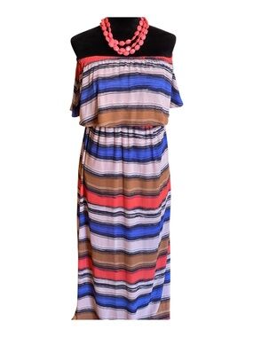 GIBSON & LATIMER  RETRO STRIPED MAXI DRESS SZ MED